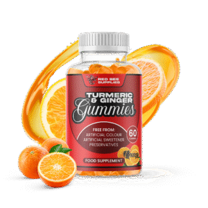 Red Bee Supplies – Turmeric & Ginger Gummies, apelsinų skonio, 60 guminukų